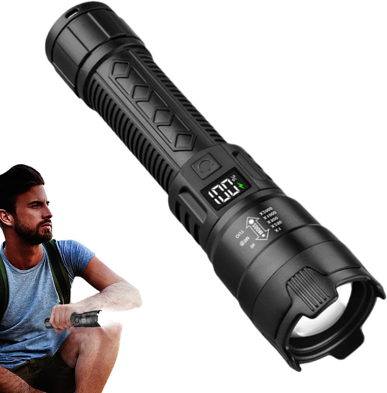 Tactical Flashlight Rechargeable - Taktik LED El Feneri 2000LM USB