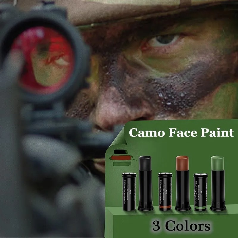 Camo Face Paint - 3 renkler açık fanlar kamuflaj yüz
