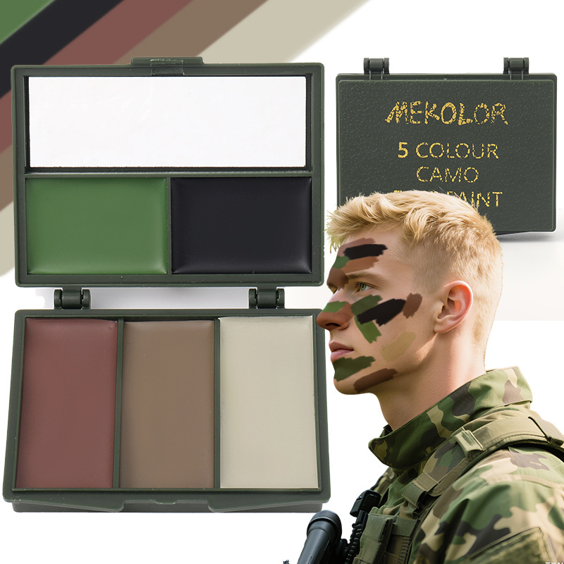 Camo Face Paint - 5 Renkli Orman Kamuflajı-Compact Yüz Boyama