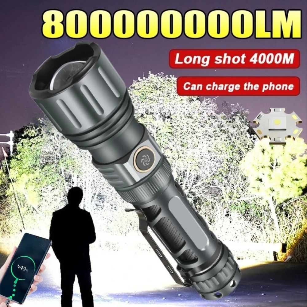 Tactical Flashlight Rechargeable - Süper Parlak El Feneri Taşınabilir Şarj