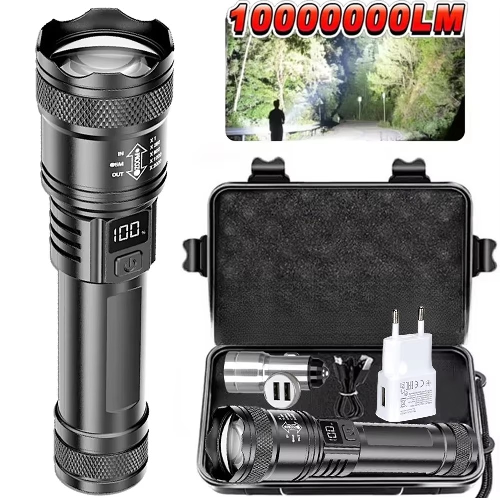 Tactical Flashlight Rechargeable - Şarj Edilebilir LED El Feneri Yakınlaştırılabilir
