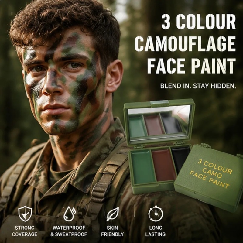 3 Renk Kamuflaj Yüz Boyama Kam - Camo Face Paint incelemesi ve fiyatı